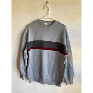 High Sierra Mens Cotton Crewneck Sweater Gray Striped Pullover extra large